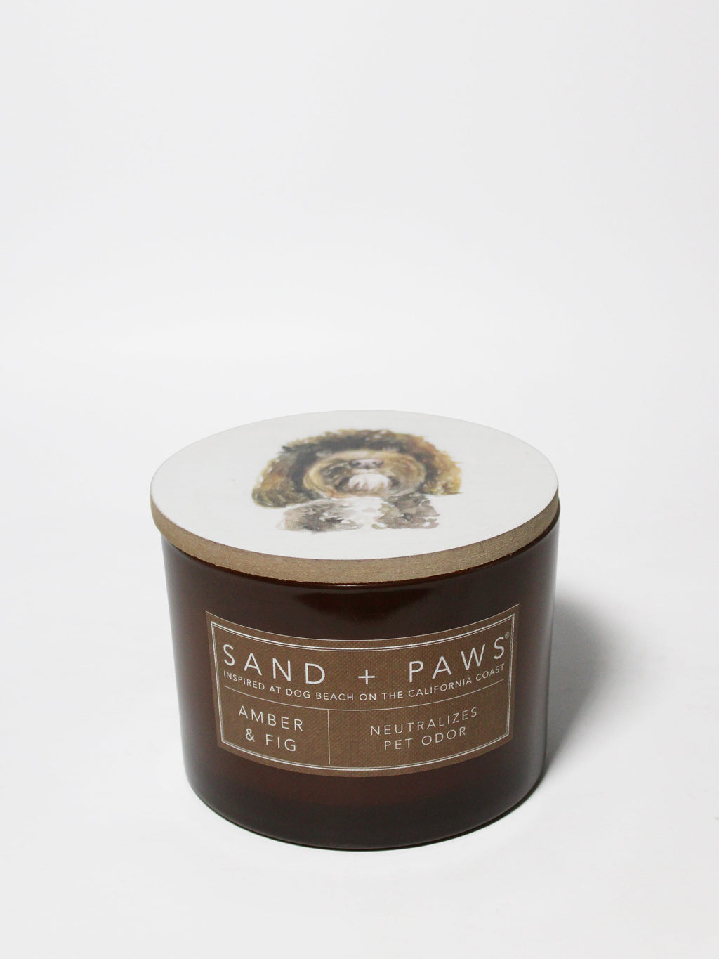 Sand + Paws Amber & Fig 12 oz scented candle Premium